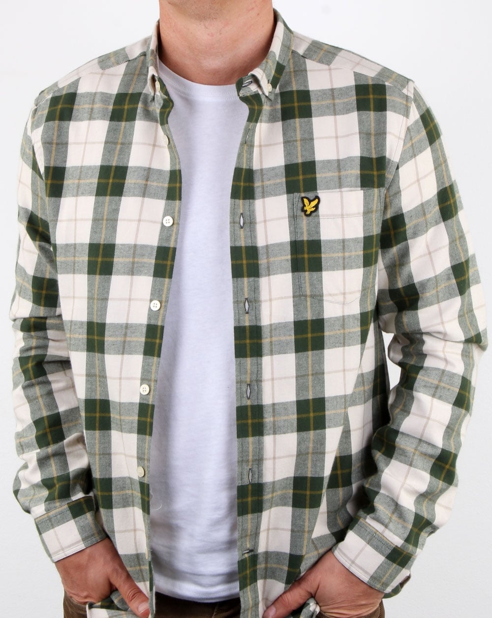 Lyle And Scott – Kariertes Flanellhemd, Blattgrün