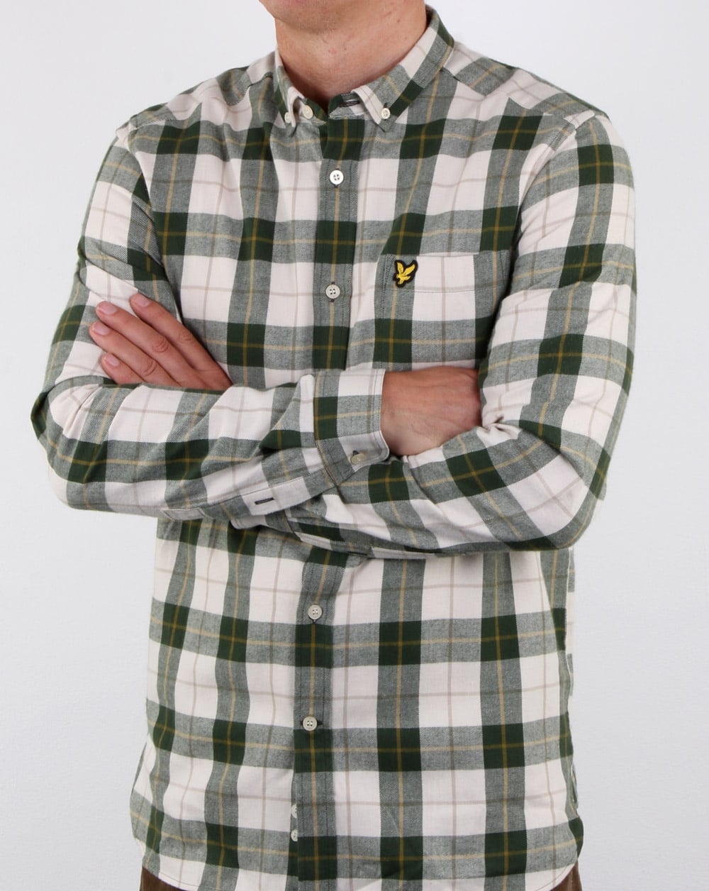 Lyle And Scott – Kariertes Flanellhemd, Blattgrün