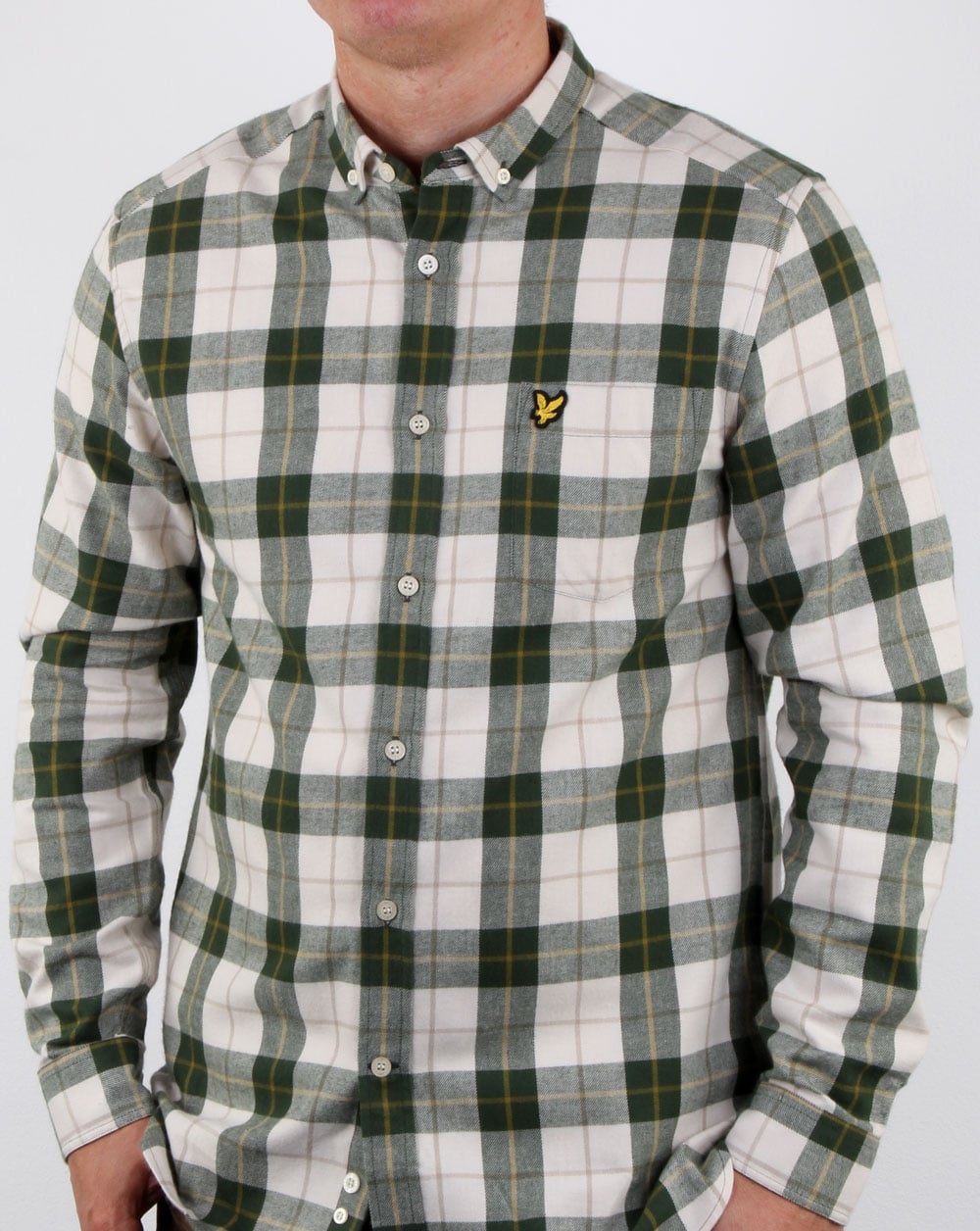 Lyle And Scott – Kariertes Flanellhemd, Blattgrün