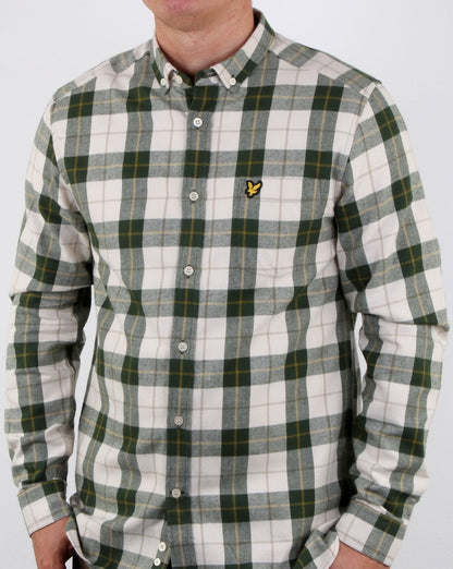 Lyle And Scott – Kariertes Flanellhemd, Blattgrün