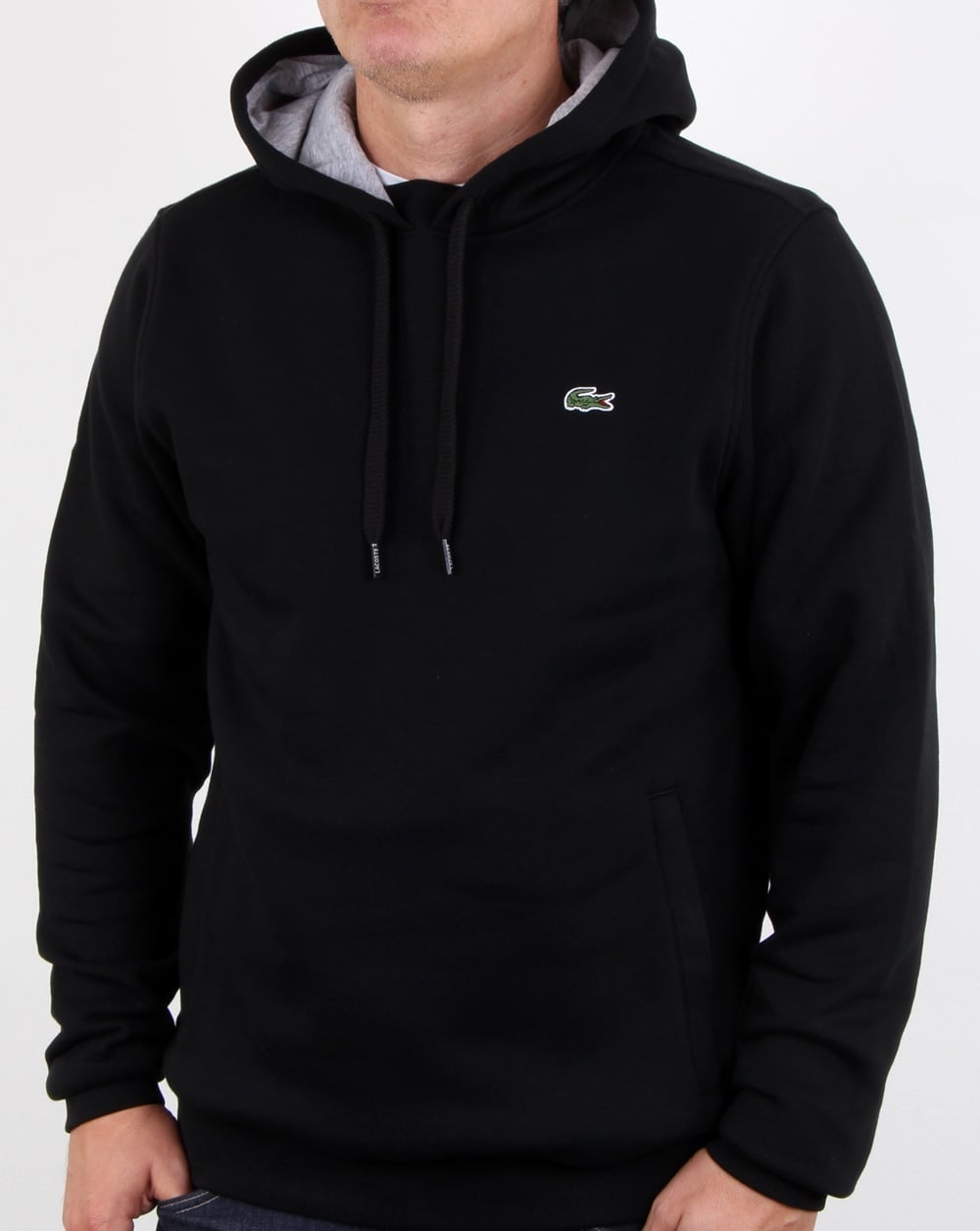 Lacoste – Kapuzenpullover zum Überziehen, Schwarz/Silber
