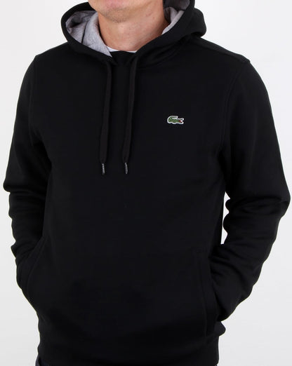 Lacoste – Kapuzenpullover zum Überziehen, Schwarz/Silber