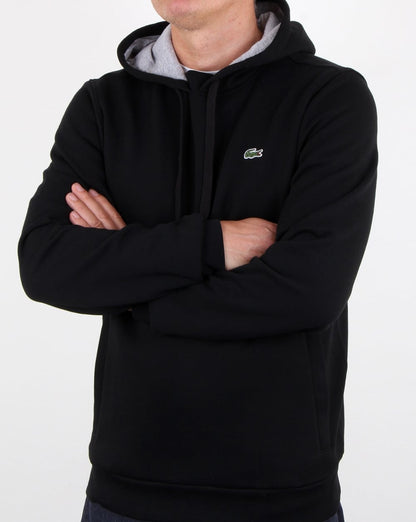 Lacoste – Kapuzenpullover zum Überziehen, Schwarz/Silber