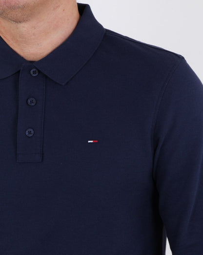 Tommy Hilfiger – Langärmliges Poloshirt in Marineblau
