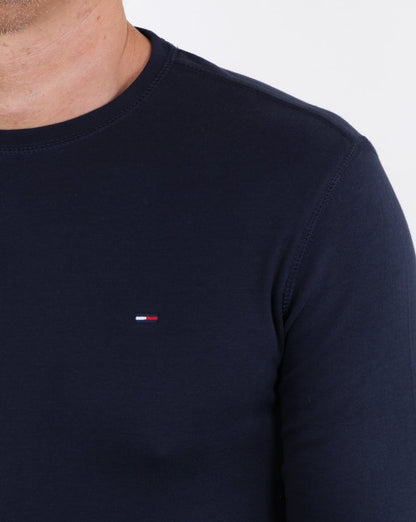 Tommy Jeans – Langes T-Shirt aus gerippter Baumwolle in Marineblau