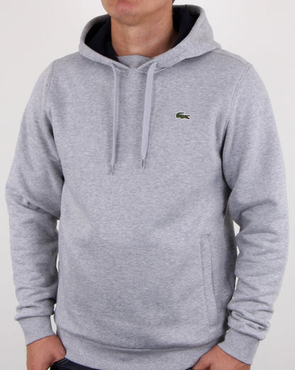 Lacoste – Kapuzenpullover zum Überziehen, Silber/Marineblau