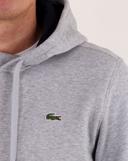 Lacoste – Kapuzenpullover zum Überziehen, Silber/Marineblau