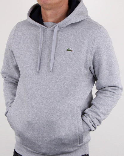 Lacoste – Kapuzenpullover zum Überziehen, Silber/Marineblau