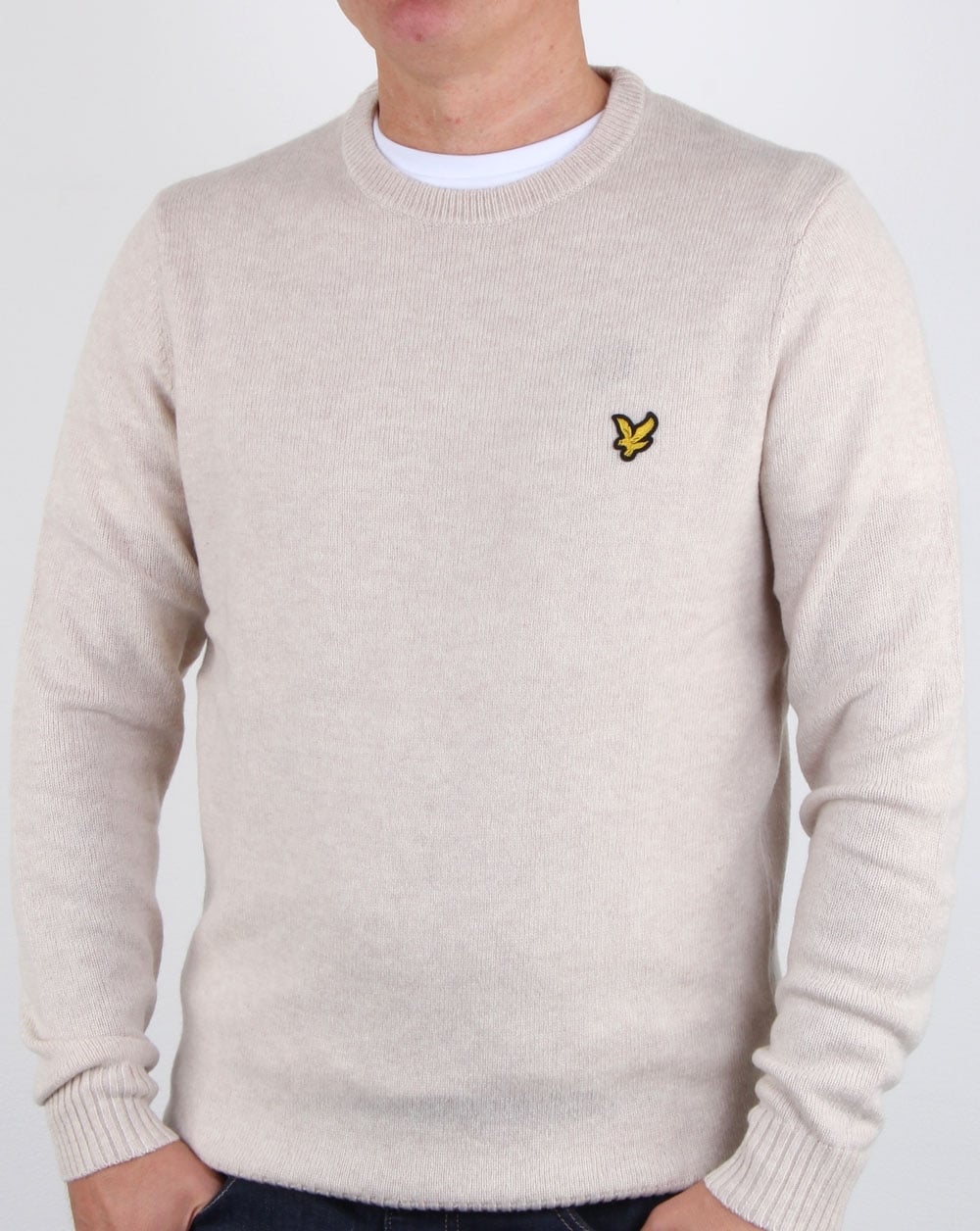 Lyle And Scott – Rundhalspullover aus Lammwollmischung in Sandmeliert