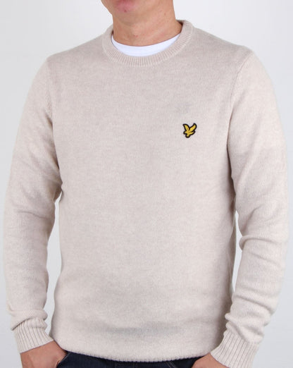 Lyle And Scott – Rundhalspullover aus Lammwollmischung in Sandmeliert