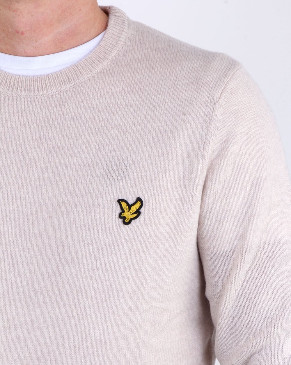 Lyle And Scott Crew Neck Lambswool Blend Jumper Sandy Marl