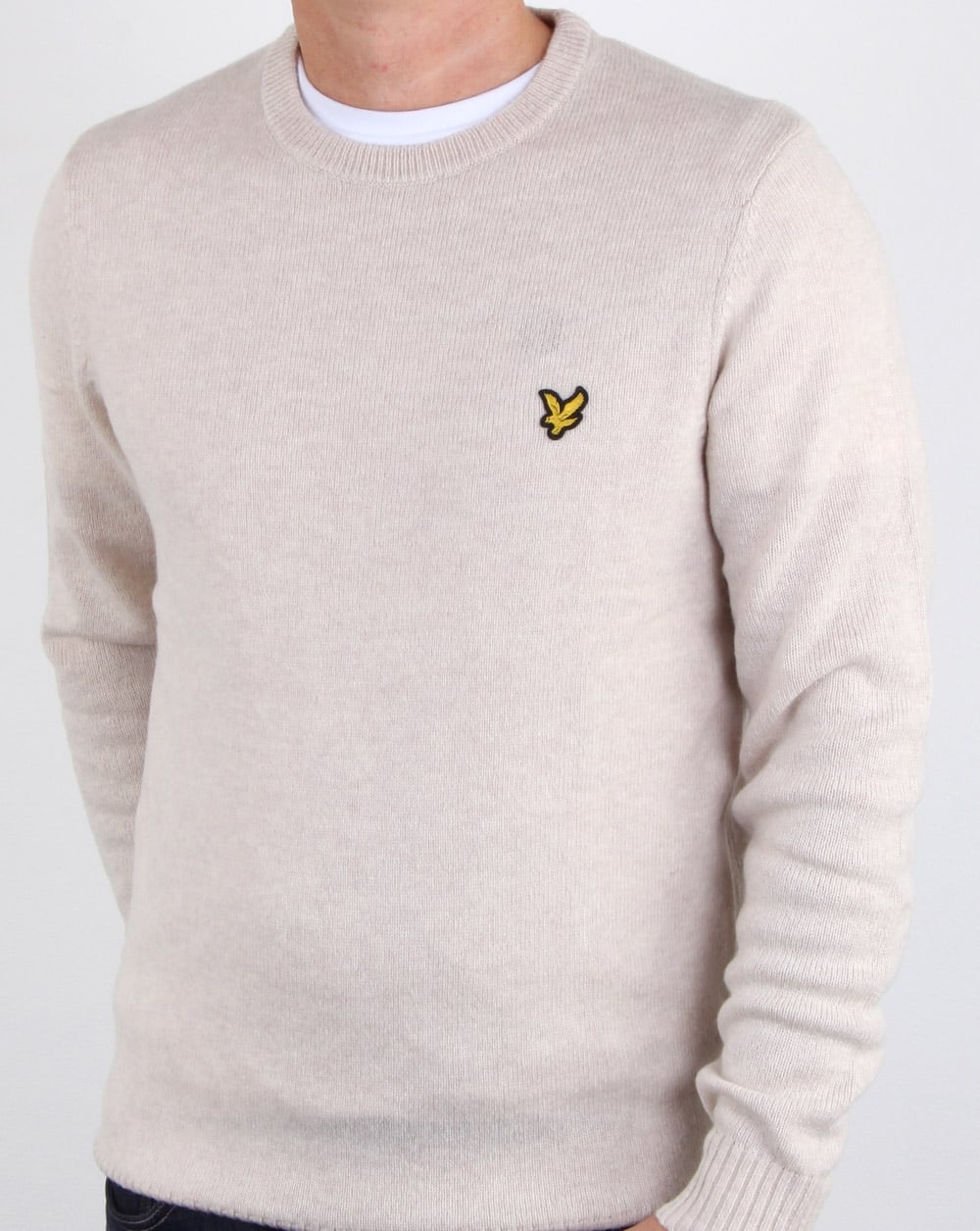 Lyle And Scott – Rundhalspullover aus Lammwollmischung in Sandmeliert