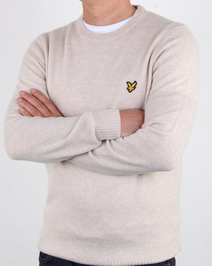 Lyle And Scott – Rundhalspullover aus Lammwollmischung in Sandmeliert