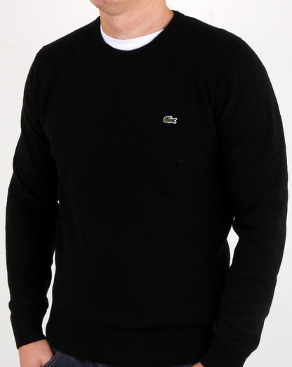 Lacoste Wollpullover mit Rundhalsausschnitt in Schwarz