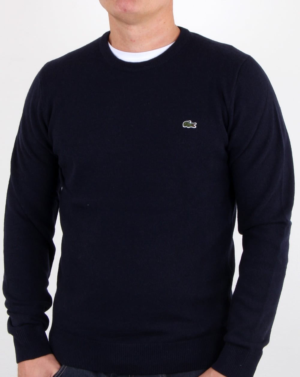 Lacoste – Wollpullover mit Rundhalsausschnitt, Marineblau
