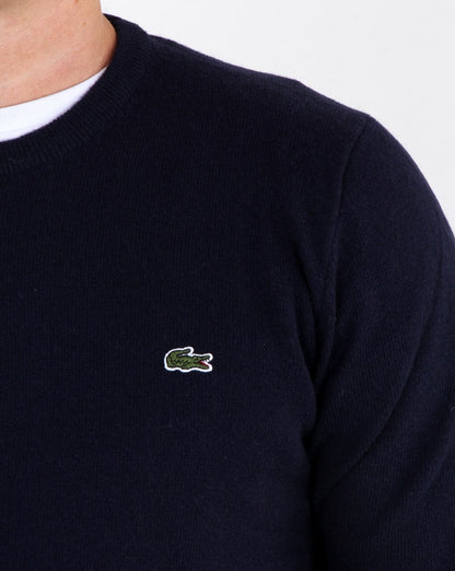 Lacoste – Wollpullover mit Rundhalsausschnitt, Marineblau