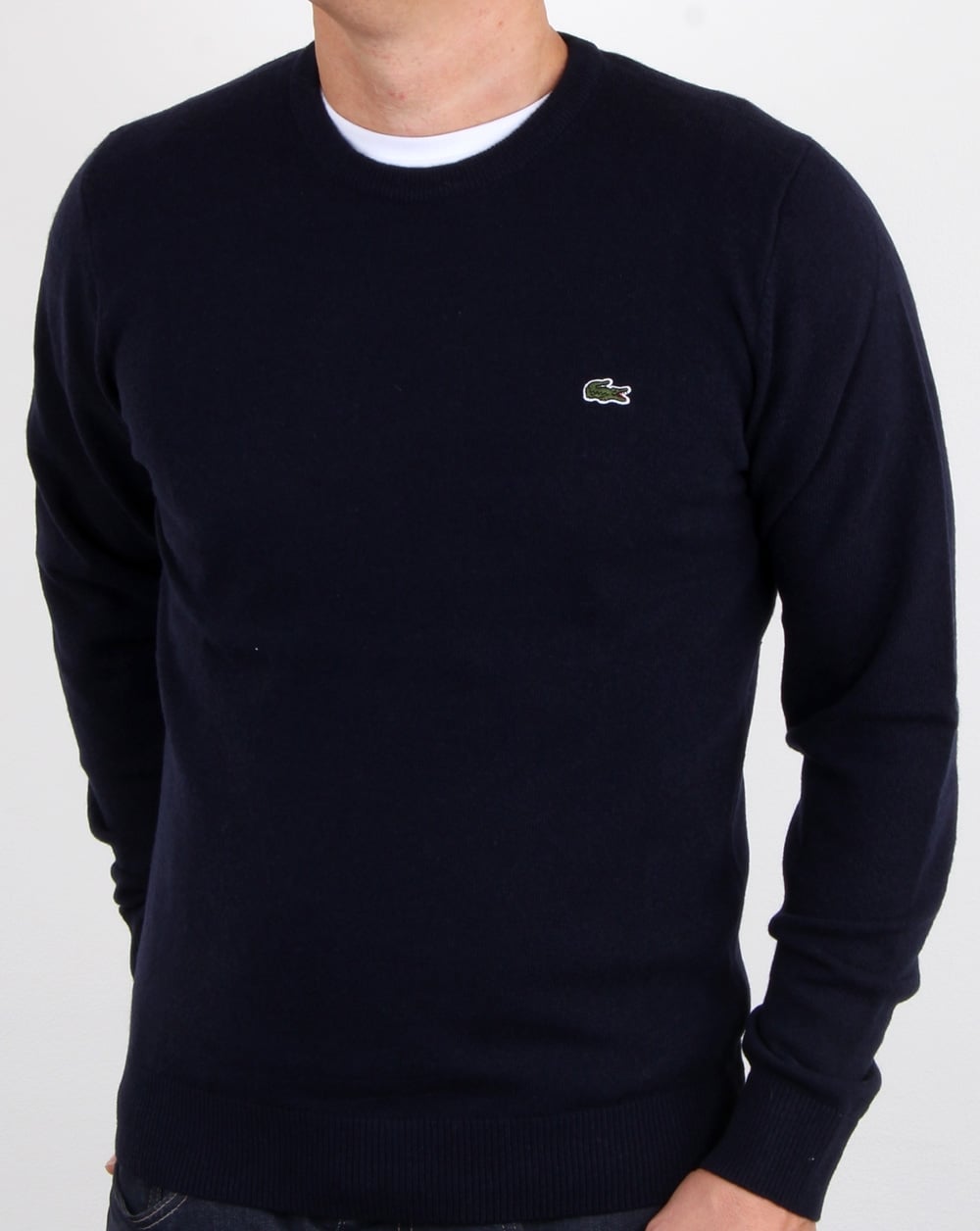 Lacoste – Wollpullover mit Rundhalsausschnitt, Marineblau