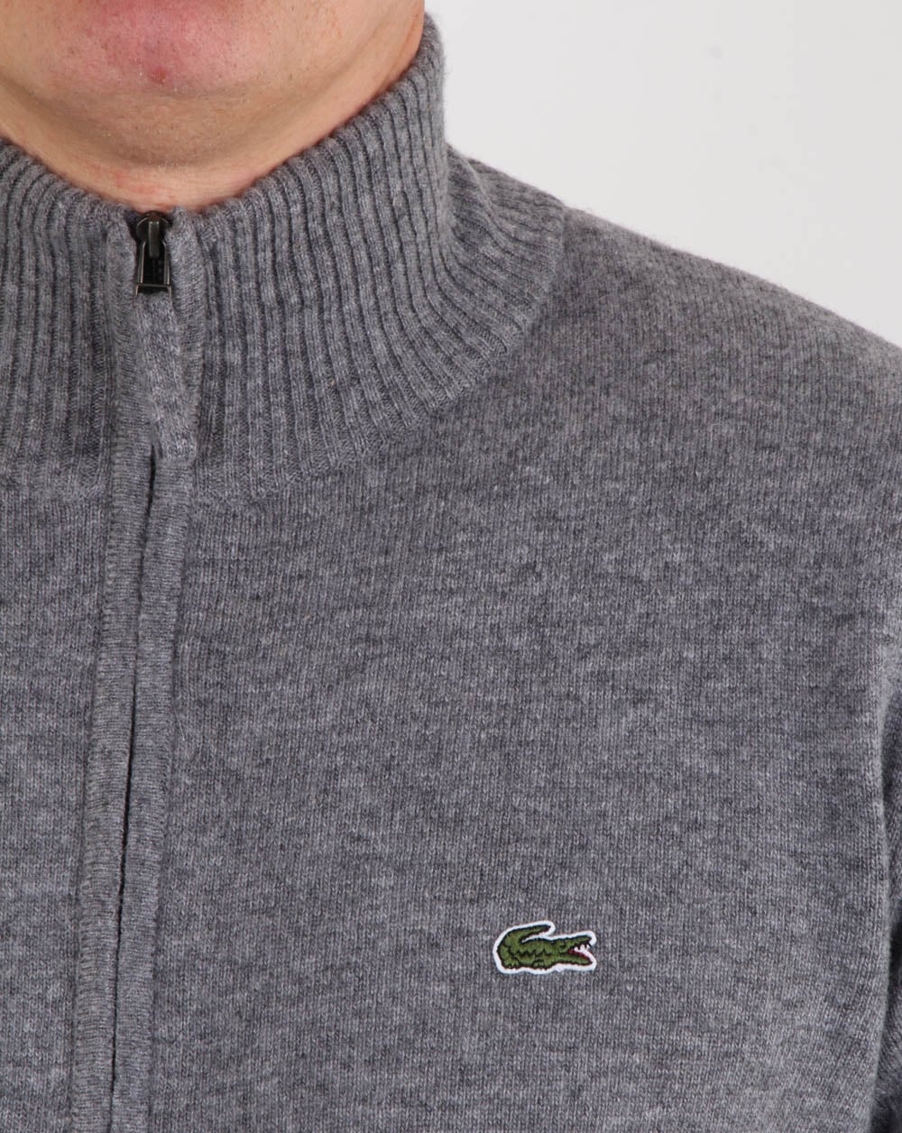 Lacoste Wool Full Zip Jumper Grey