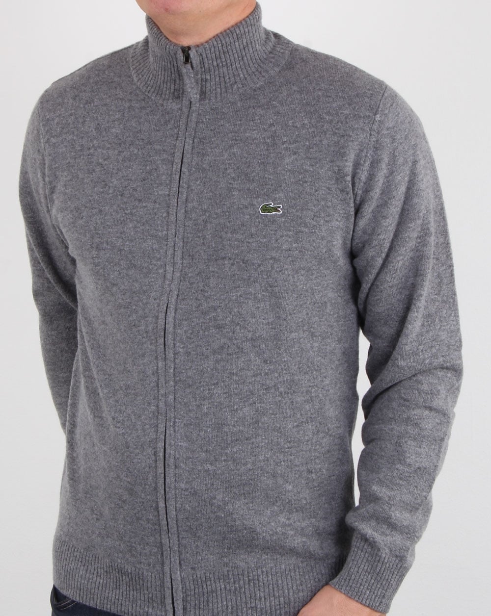 Lacoste Wool Full Zip Jumper Grey