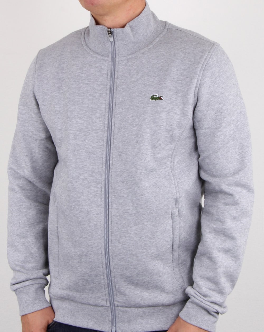 Lacoste – Trainingsjacke mit Reißverschluss in Silber