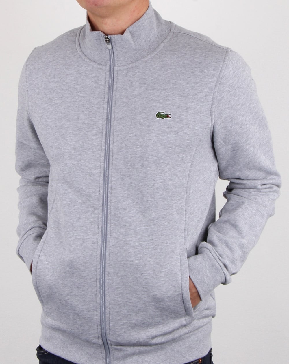 Lacoste – Trainingsjacke mit Reißverschluss in Silber