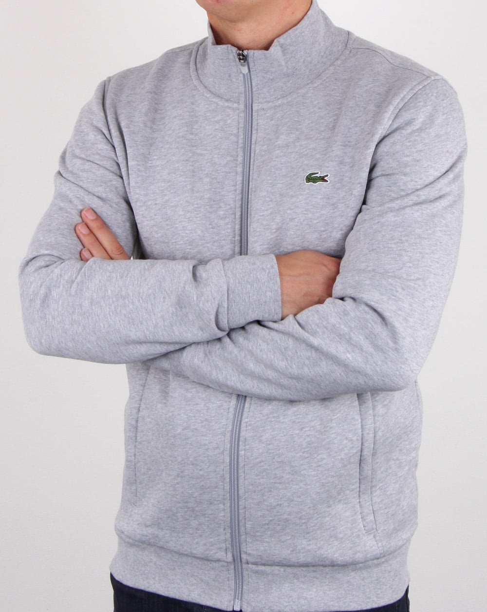 Lacoste – Trainingsjacke mit Reißverschluss in Silber
