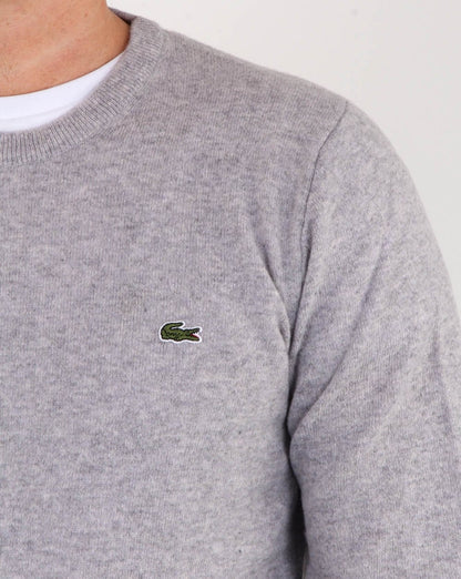 Lacoste Wollpullover mit Rundhalsausschnitt, Silber Chine