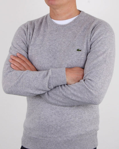 Lacoste Wollpullover mit Rundhalsausschnitt, Silber Chine