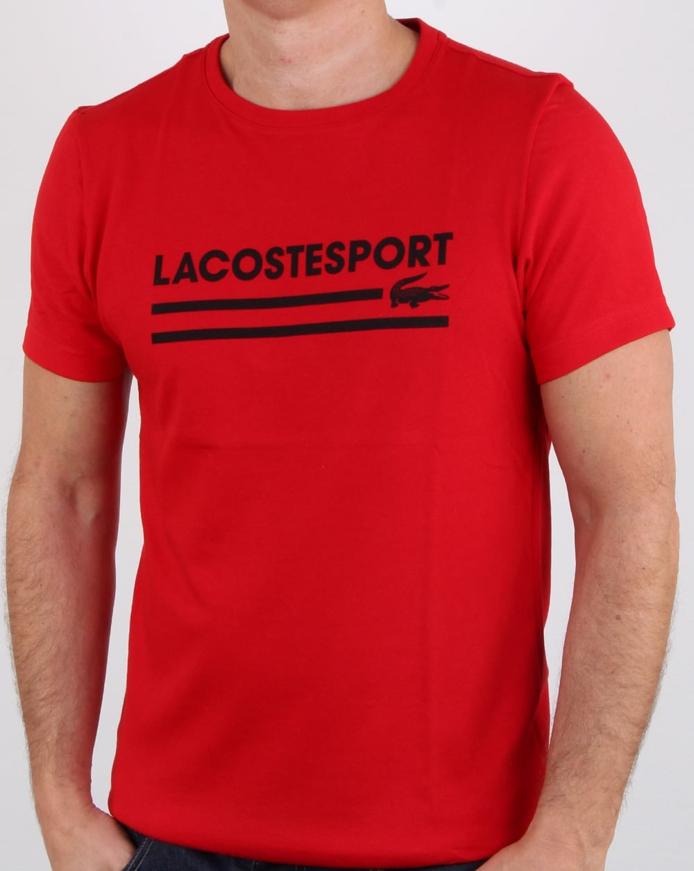 Lacoste Sport Logo T-Shirt Rot/Schwarz