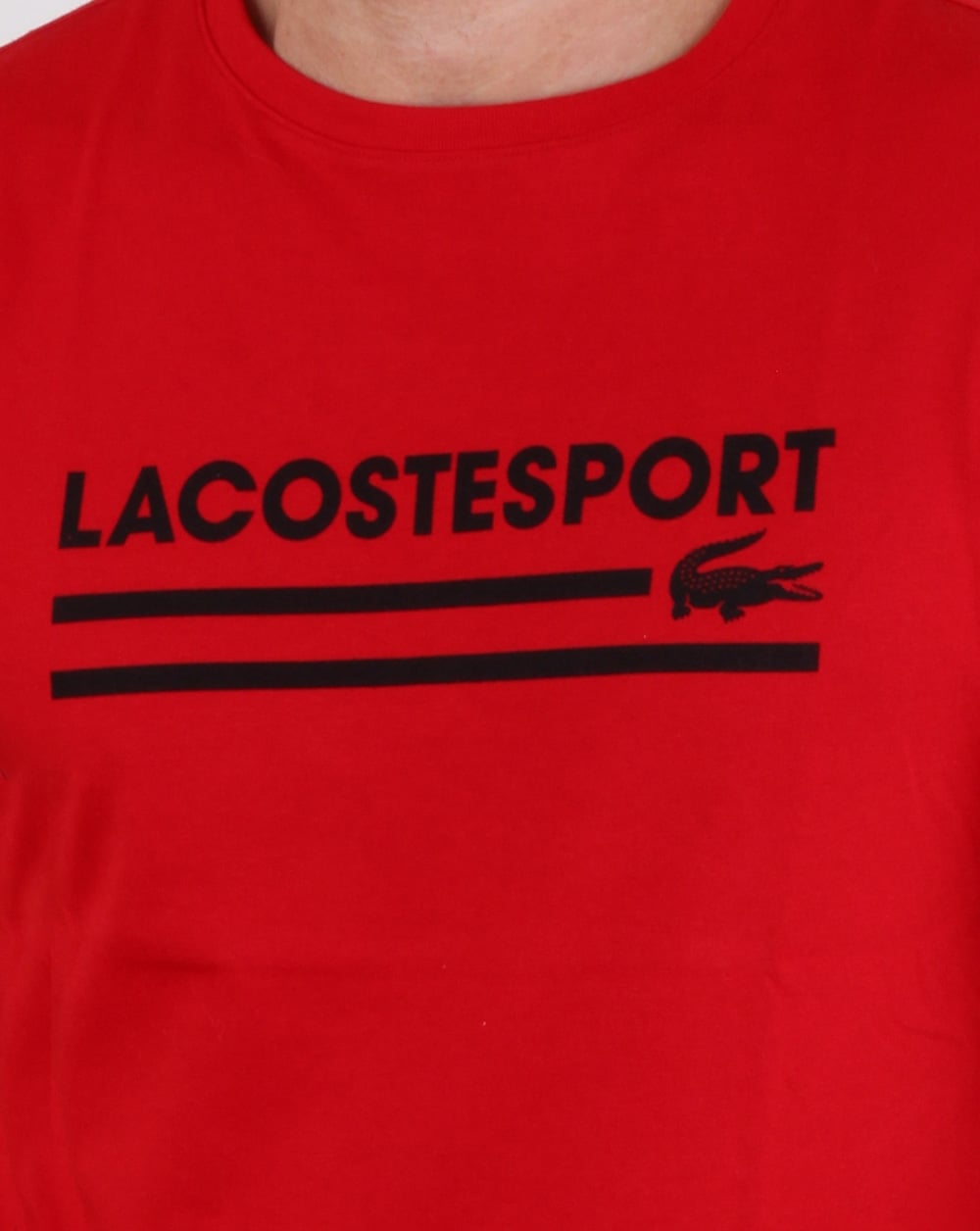 Lacoste Sport Logo T-Shirt Rot/Schwarz