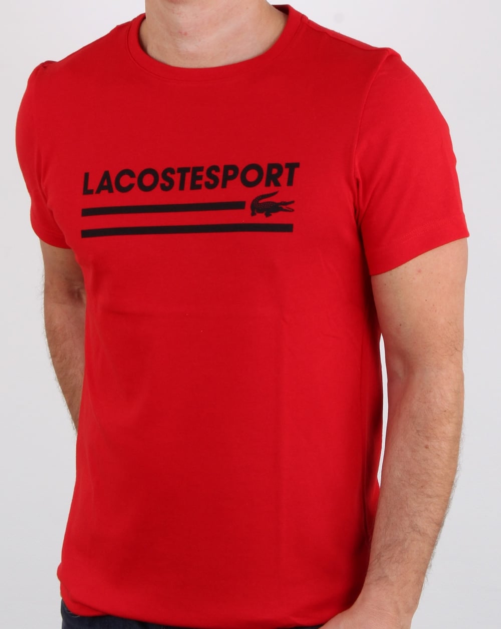 Lacoste Sport Logo T-Shirt Rot/Schwarz