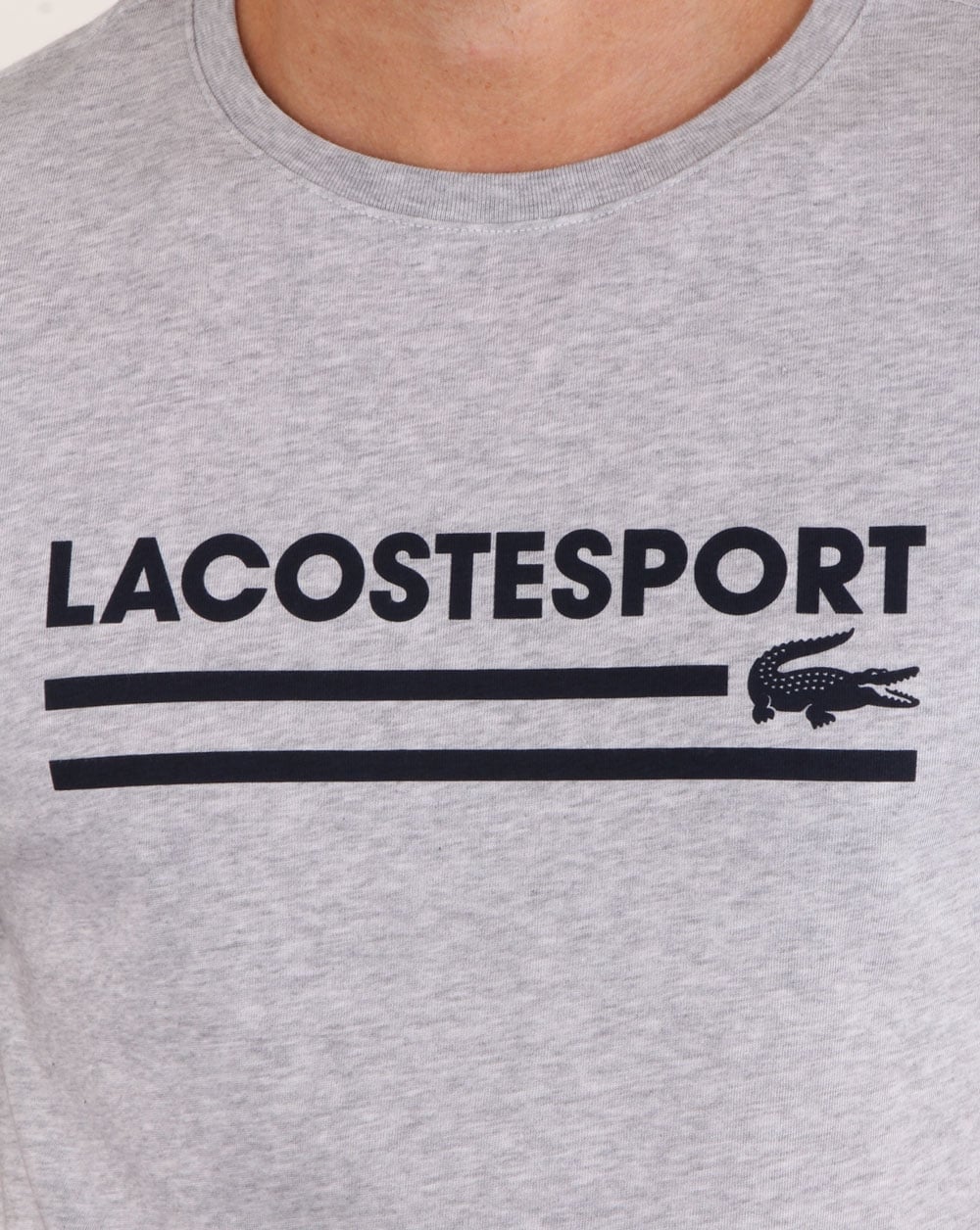 Lacoste Sport Logo T-Shirt Silber Chine/Marineblau