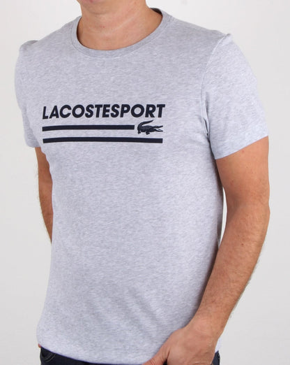 Lacoste Sport Logo T-Shirt Silber Chine/Marineblau