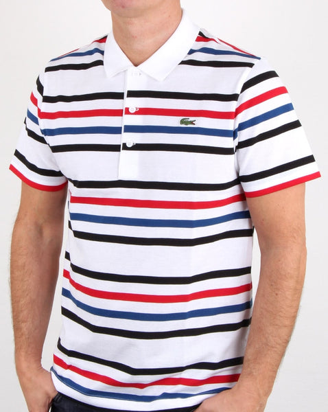Lacoste Multi Stripe Polo Shirt White/black/red