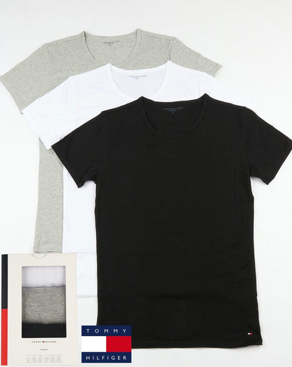 Tommy Hilfiger Premium Essentials 3er-Pack T-Shirts Schwarz/Weiß/Grau