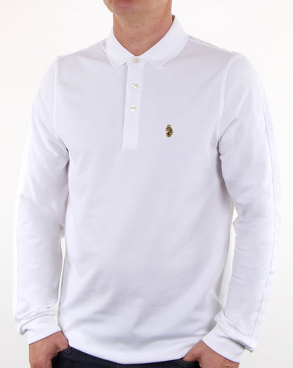 Luke Pinsent Langarm-Poloshirt Weiß