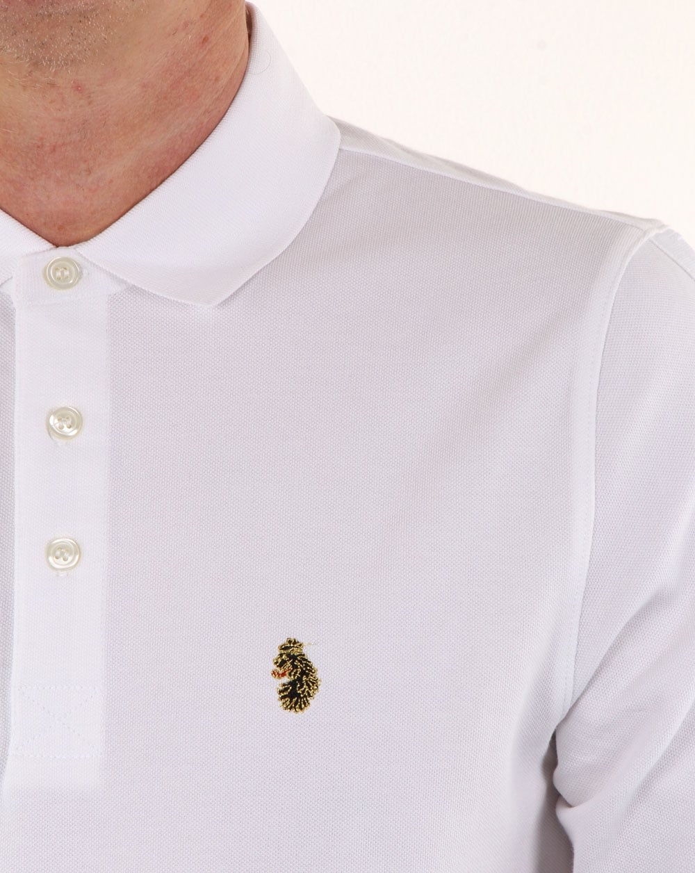 Luke Pinsent Langarm-Poloshirt Weiß