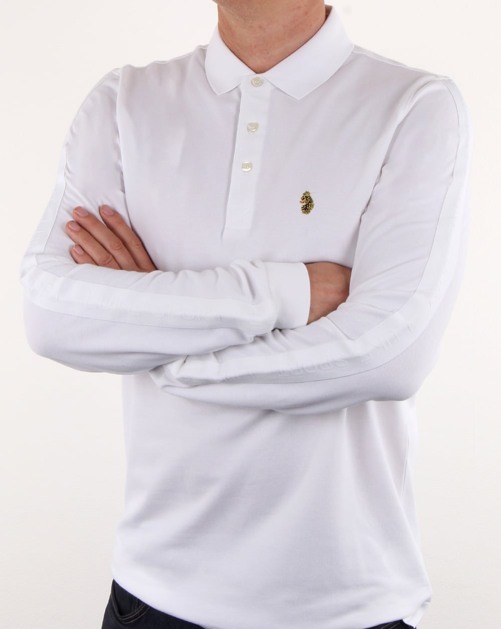 Luke Pinsent Langarm-Poloshirt Weiß