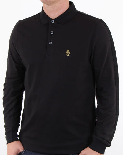 Luke Pinsent Langarm-Poloshirt Schwarz
