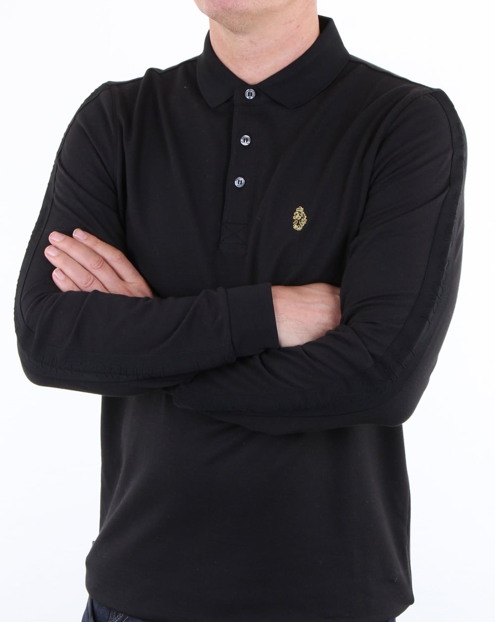 Luke Pinsent Langarm-Poloshirt Schwarz