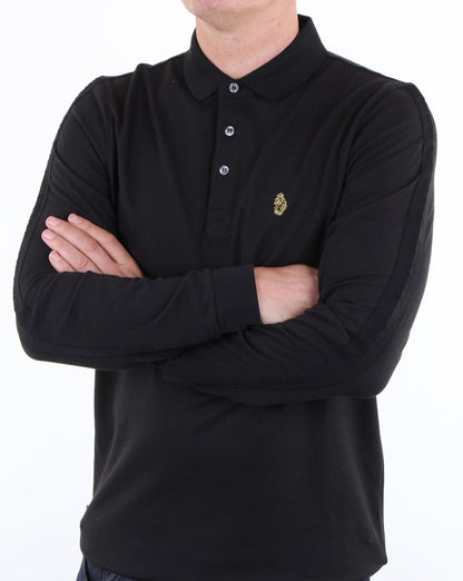 Luke Pinsent Langarm-Poloshirt Schwarz