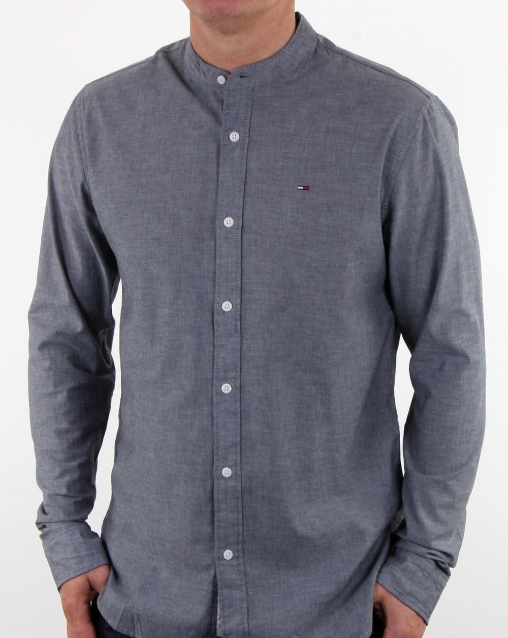 Tommy Hilfiger – Hemd mit Grandad-Kragen, dunkles Indigo
