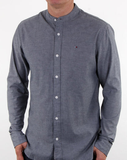 Tommy Hilfiger – Hemd mit Grandad-Kragen, dunkles Indigo