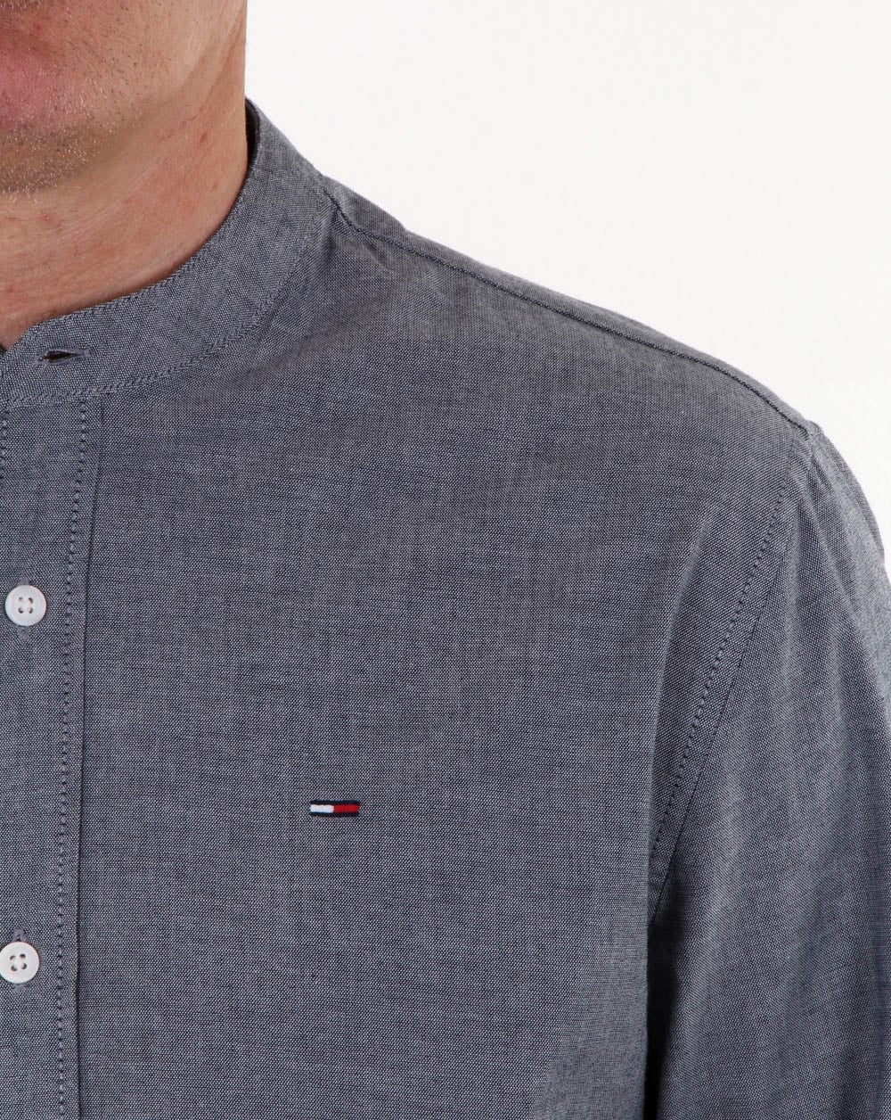 Tommy Hilfiger – Hemd mit Grandad-Kragen, dunkles Indigo