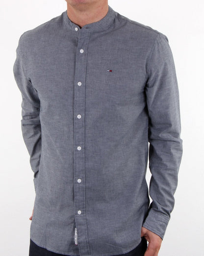Tommy Hilfiger – Hemd mit Grandad-Kragen, dunkles Indigo