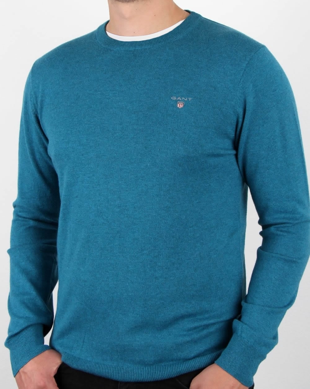 Gant Cotton Wool Crew Jumper Ink Blue Melange