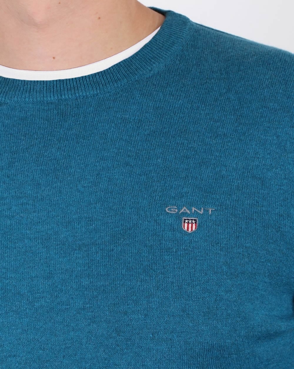 Gant Cotton Wool Crew Jumper Ink Blue Melange