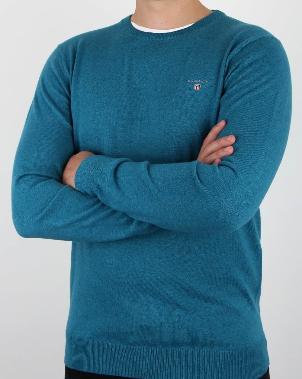 Gant Cotton Wool Crew Jumper Ink Blue Melange