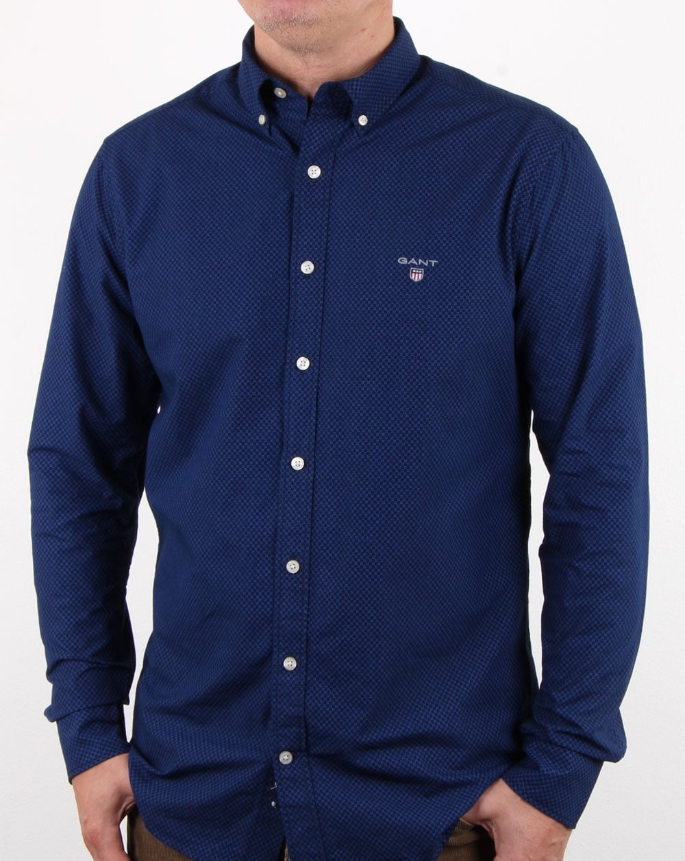 Gant Broadcloth Dot Shirt Yale Blau