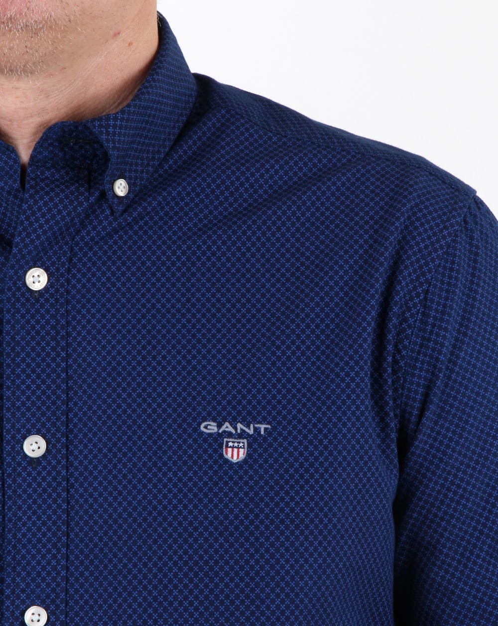 Gant Broadcloth Dot Shirt Yale Blau